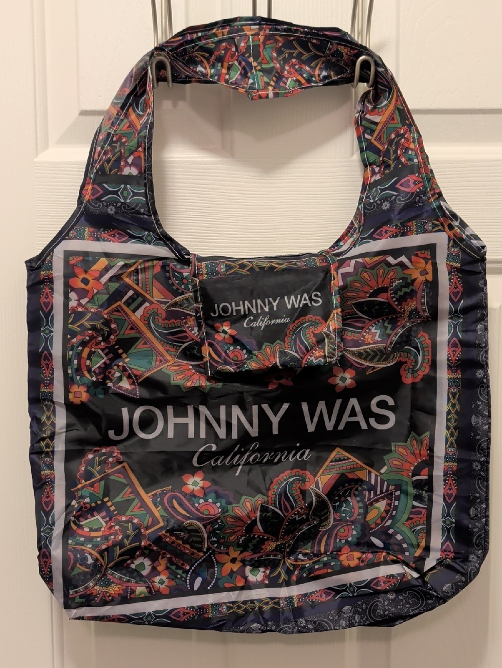 Johnny Was Black Multicolor Paisley Duffel Tote